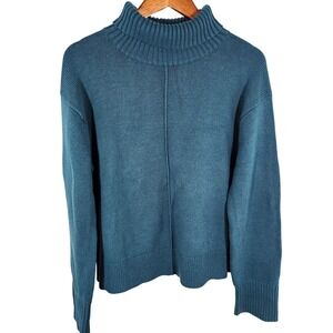 Nordstrom Teal 70% Cotton 30% Wool Cowl Neck‎ Sweater Size Medium